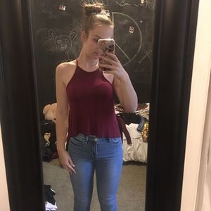 maroon tank top